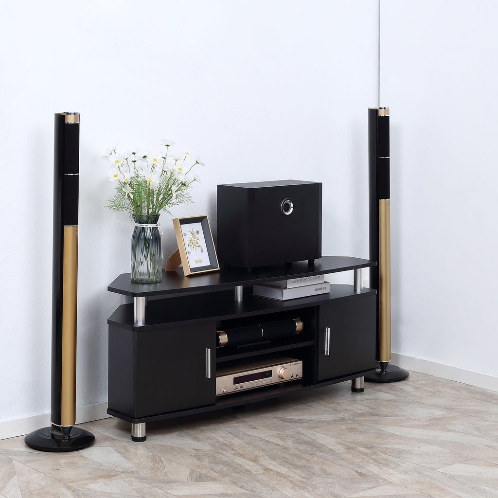 Movany Aluna – Meuble TV Hi-Fi noir, double plateau