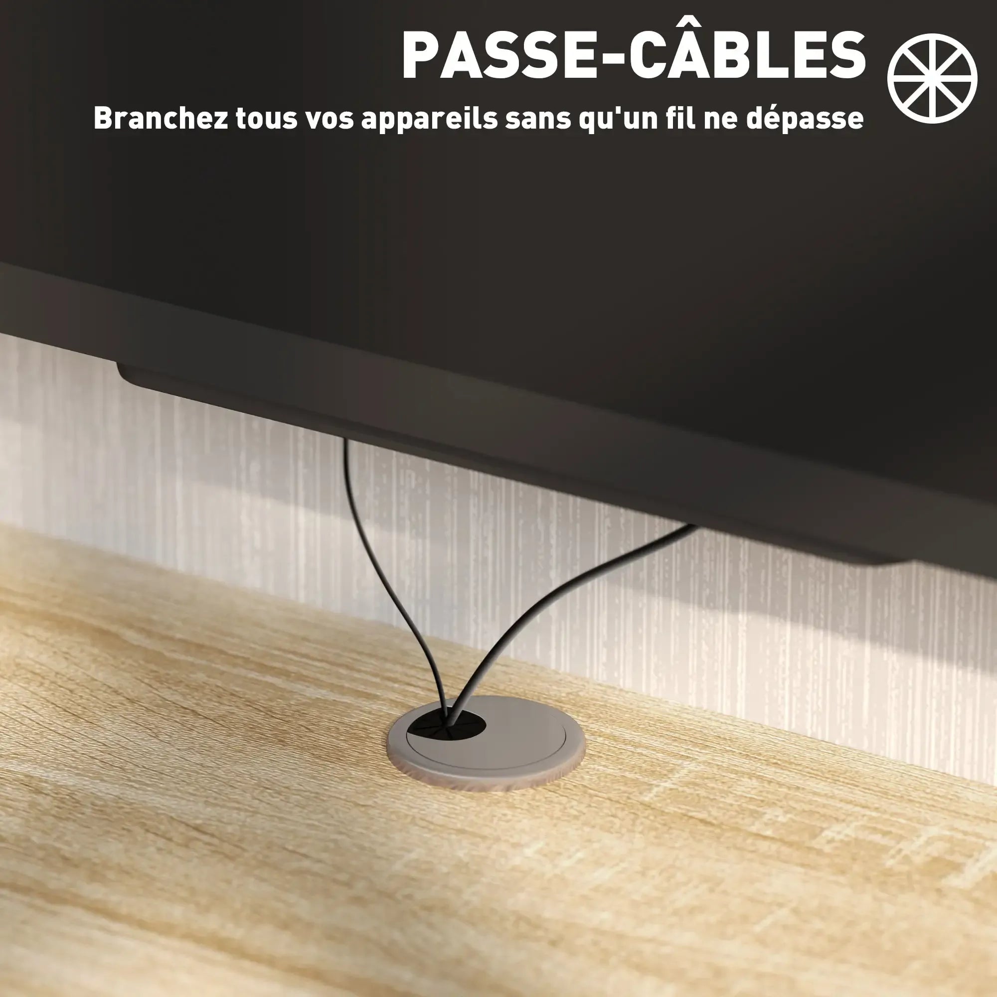 Movany Linea – Meuble TV suspendu bois clair, étagères ouvertes