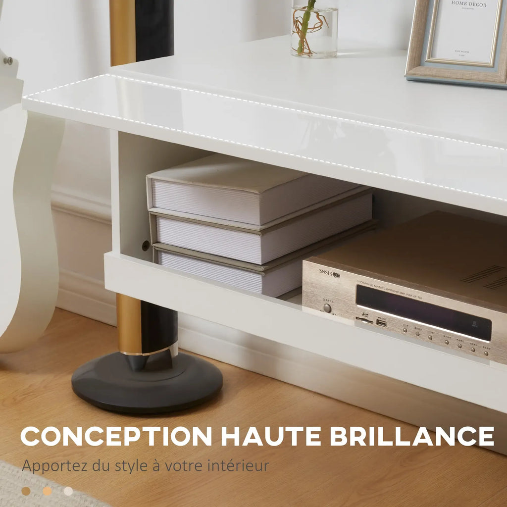 Movany Éclat – Meuble TV suspendu blanc avec éclairage LED