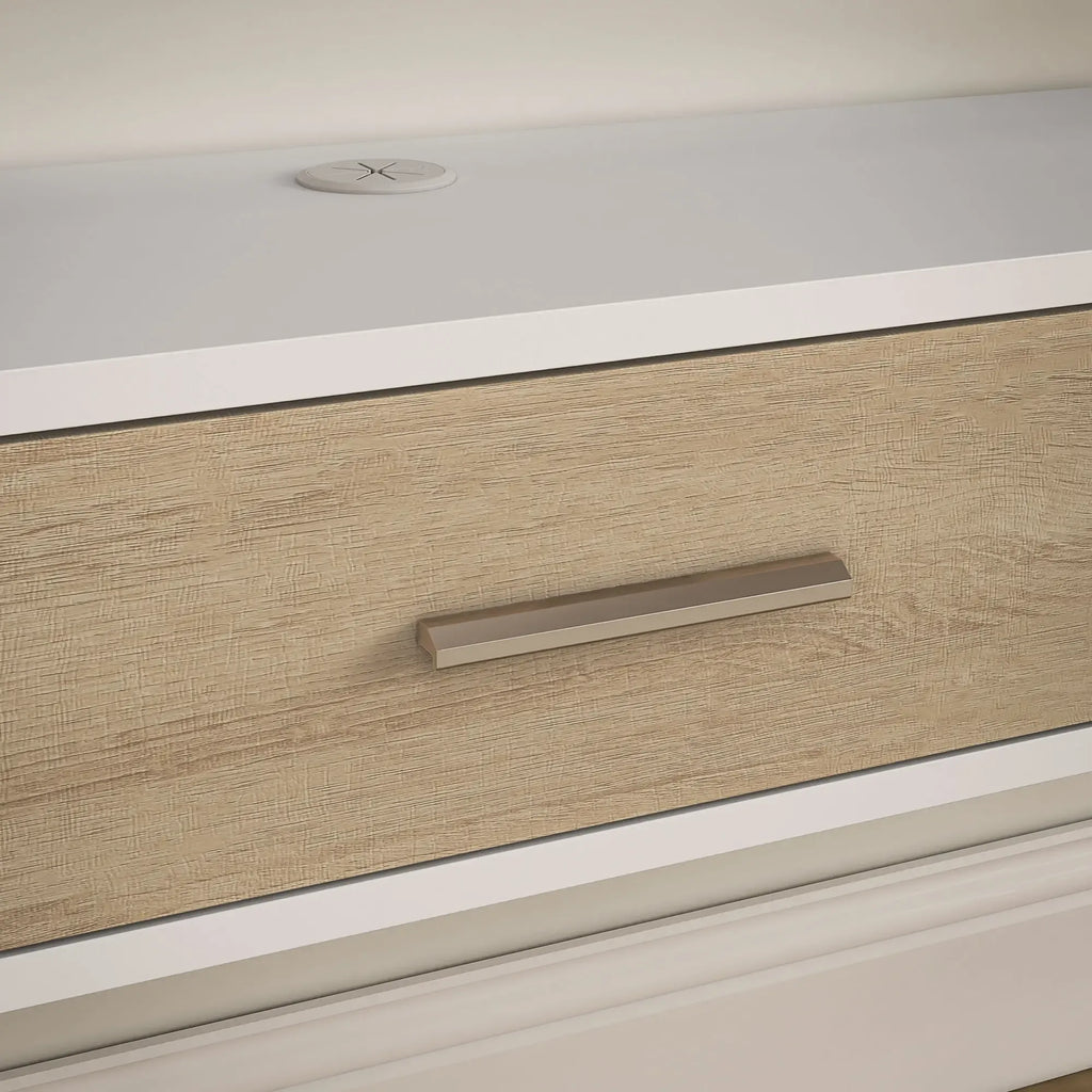 Movany Divine – Meuble TV suspendu blanc, tiroir central